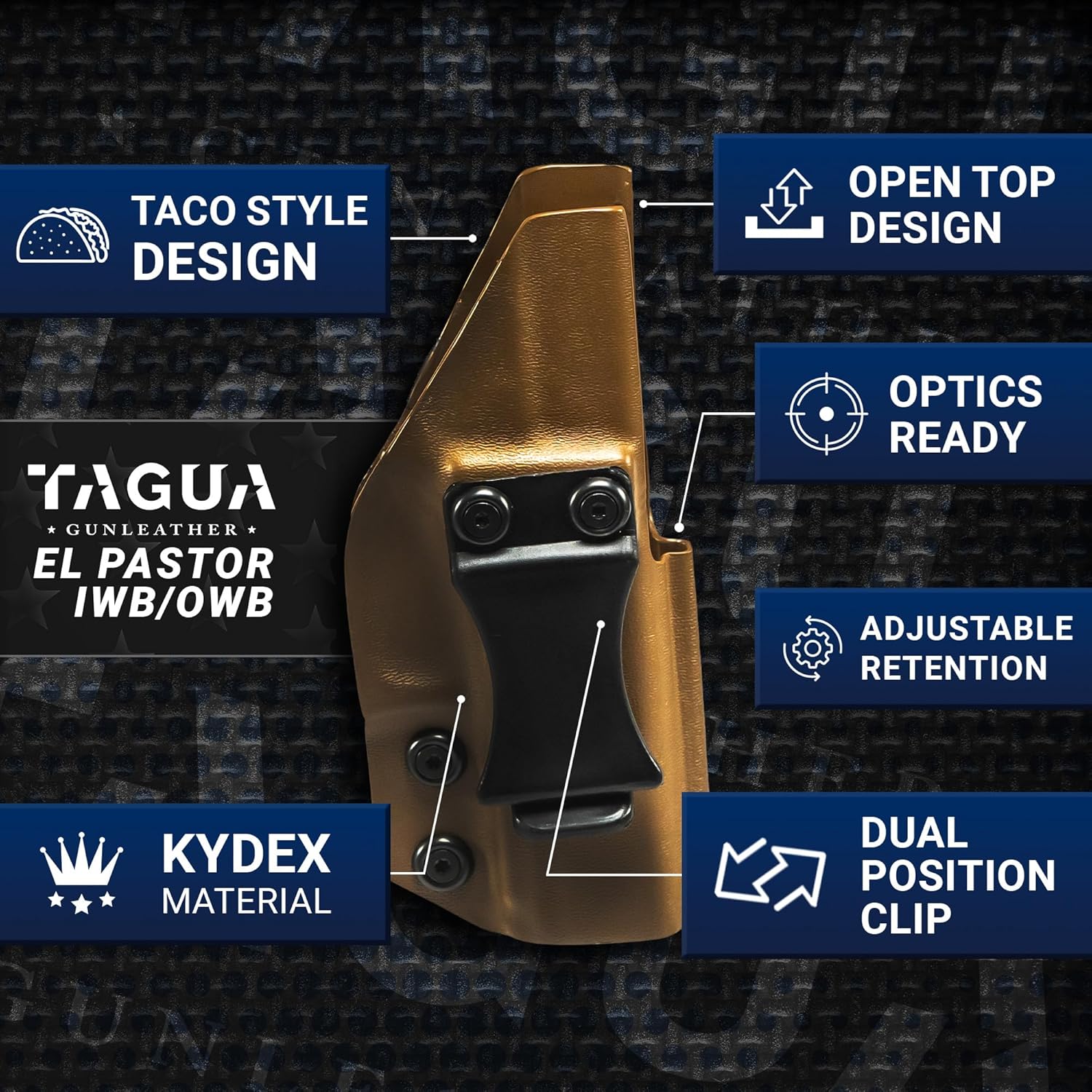 TAGUA GUNLEATHER EL Pastor Kydex – Funda para pistola óptica Kydex universal IWBOWB de 0.354 in para pistola de transporte oculta, funda para