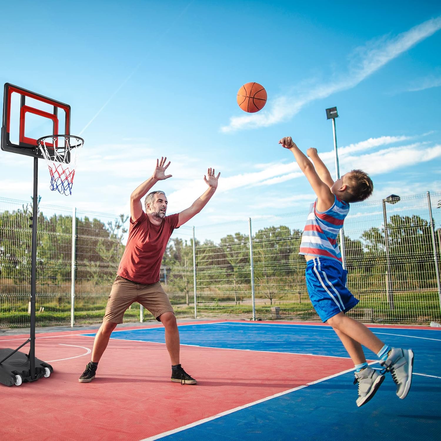 Basketball Hoop Outdoor Kids Basketball Goal,Height Adjustable&Protable Basketballl Count for Outdoor Sport