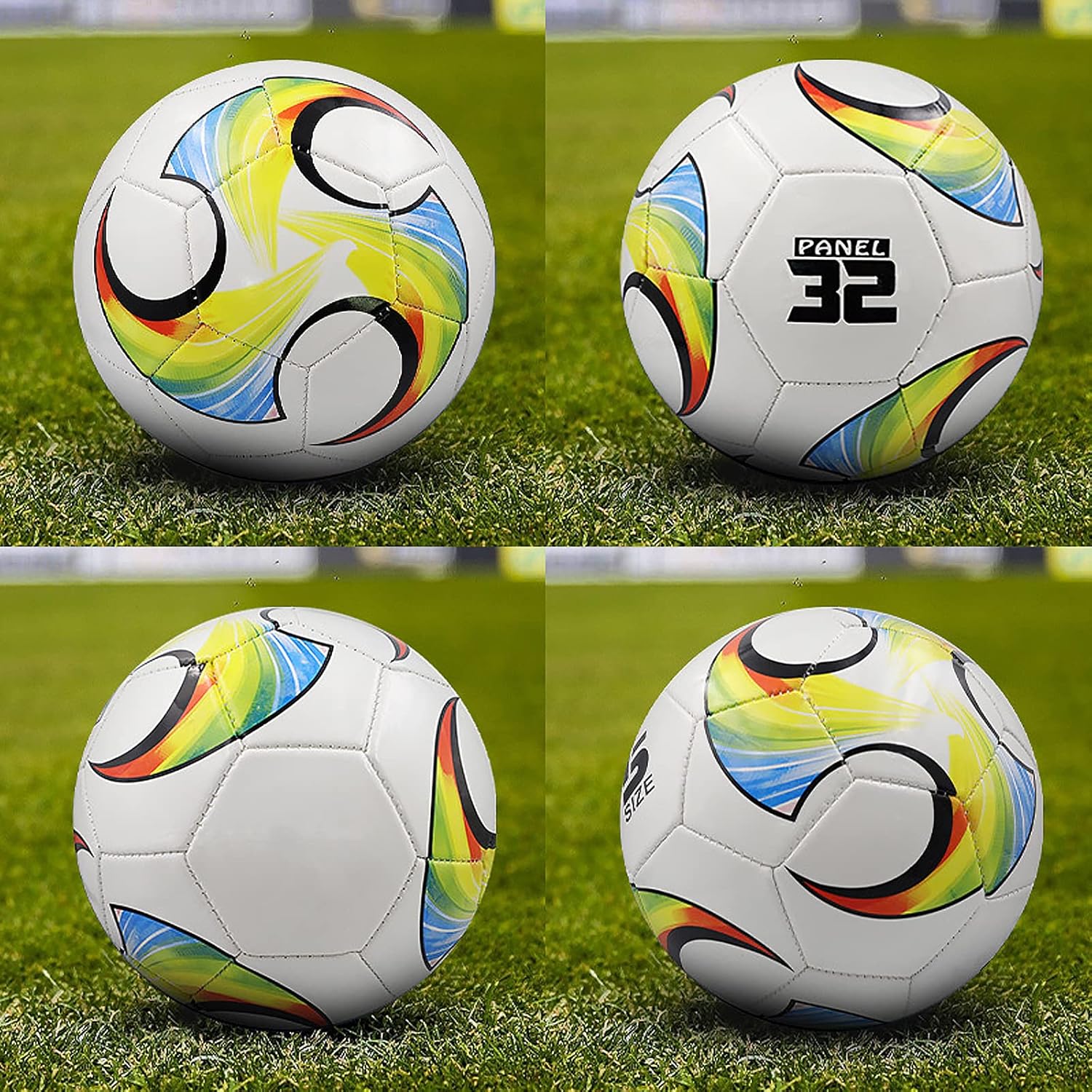ABAJI Balón de fútbol Tamaño 2,3,4,5 Superficie de PU Tejido apretado Color vivo con bomba y aguja Adecuado para entrenamiento o regalo