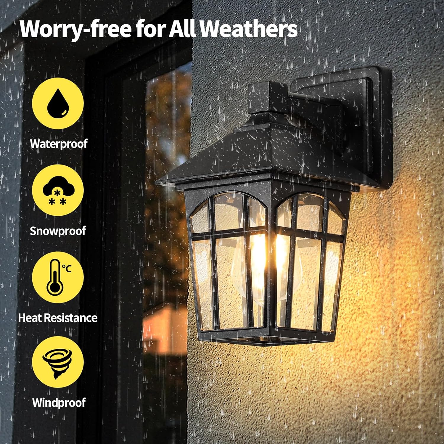 Zanritelit Farol de pared para exteriores, color negro mate, impermeable, accesorios de iluminación exterior, aplique de montaje en pared para casa,