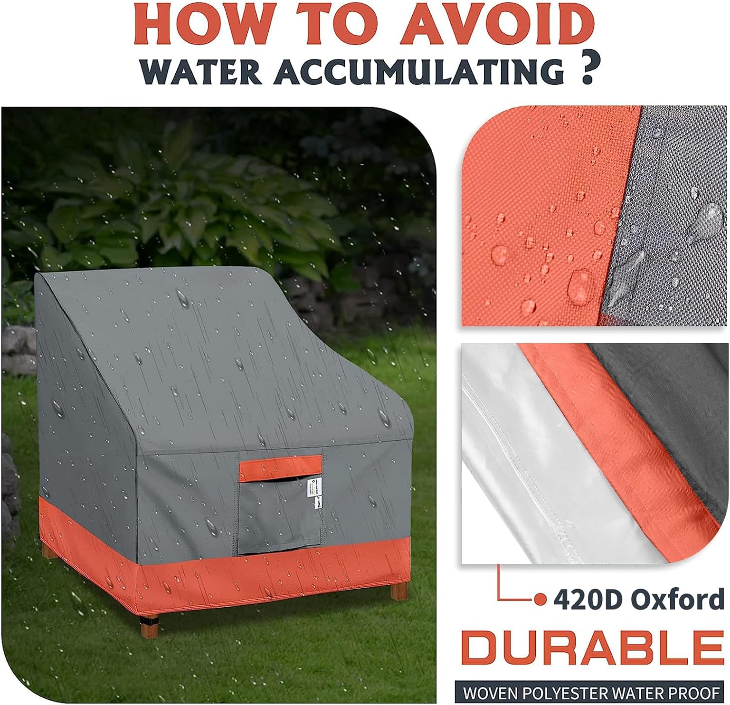 Simpelg Fundas impermeables para sillas de patio para muebles de exterior, fundas para sillas de exterior para muebles de patio, fundas de asiento