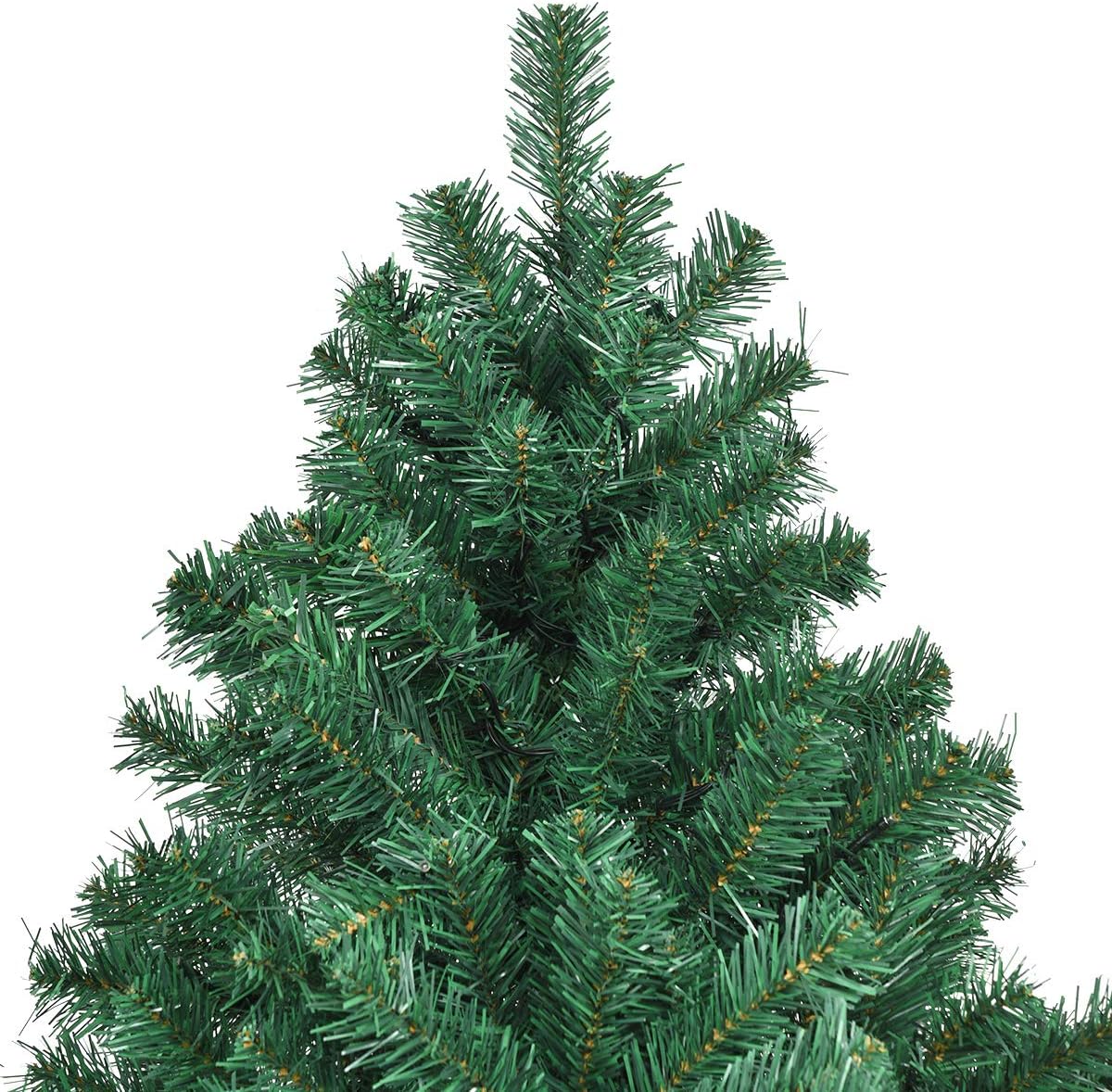 Goplus Árbol de Navidad artificial pre-iluminado, árbol de abeto con bisagras de alta calidad, con luces LED y soporte de metal, fácil de montar,
