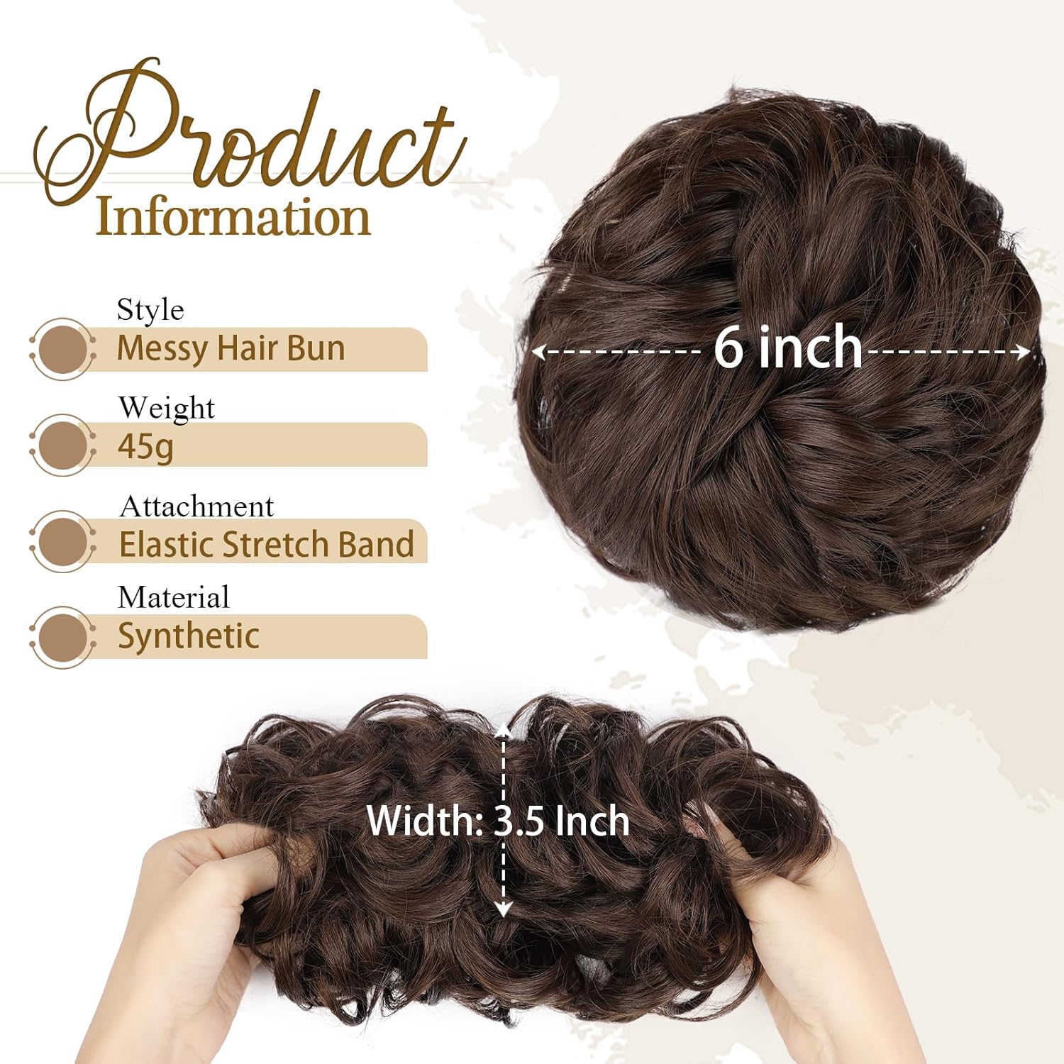 Earfodo Moño desordenado para mujer, moño sintético para mujer, extensiones de cabello de aspecto natural para uso diario, 1 unidad (1.59 oz, 8 L)