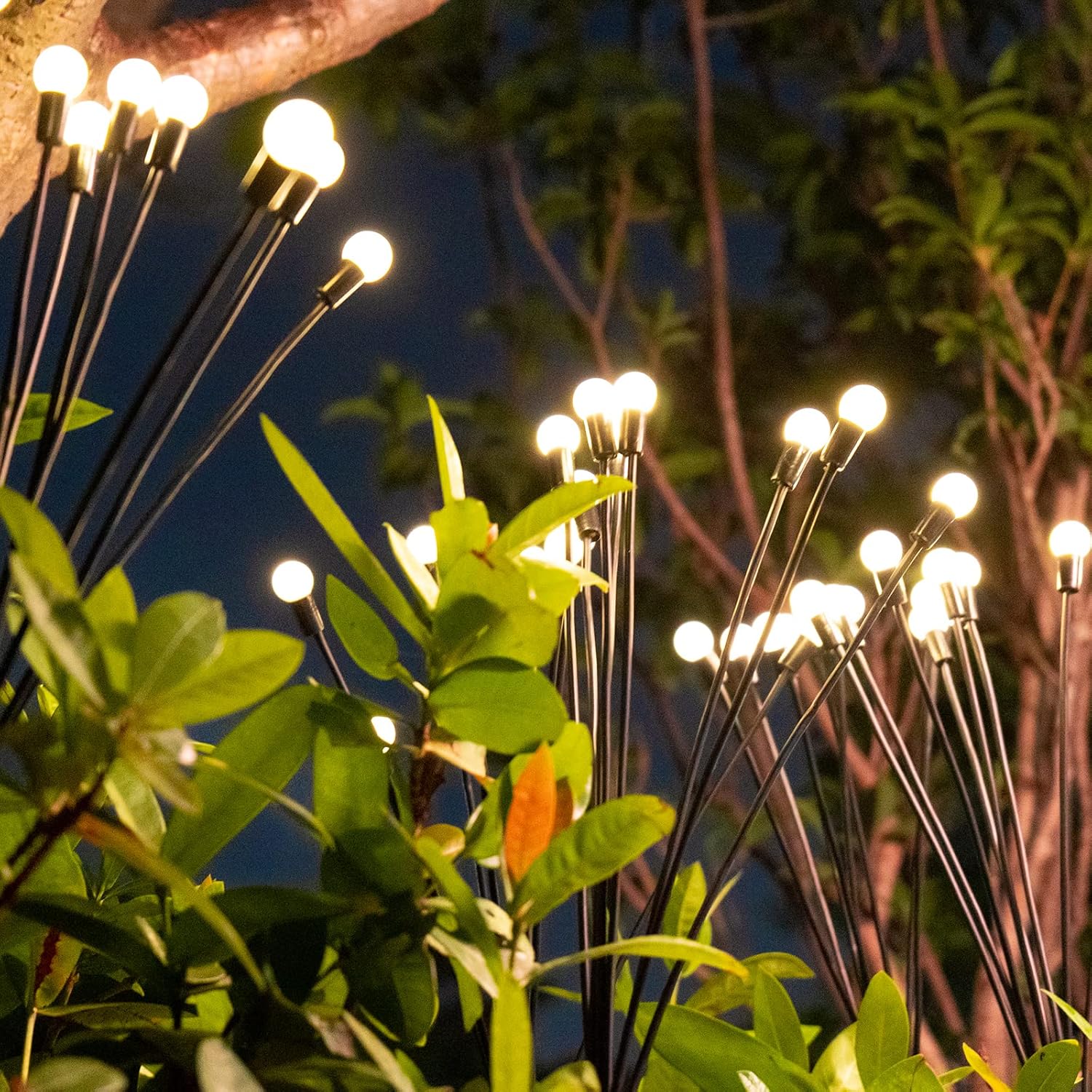 8 luces LED de luciérnaga alimentadas por energía solar, luces solares al aire libre, impermeables, luces decorativas de jardín solares para patio,