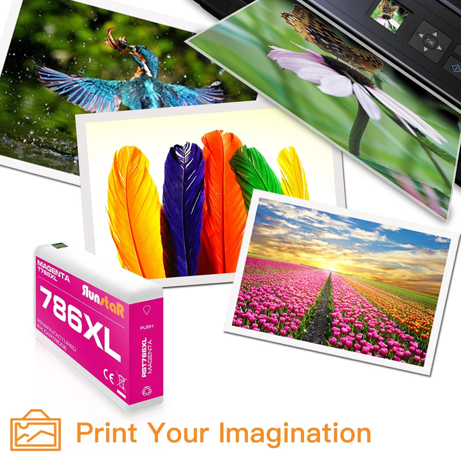 Run Star 1 paquete de cartucho de tinta remanufacturado magenta 786XL para Epson 786XL T786XL para Epson Workforce Pro WF-4630 WF-5620 WF-5110