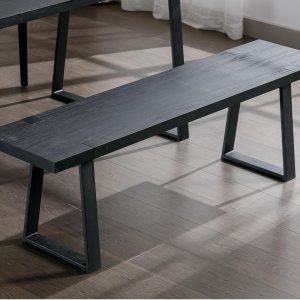 VESCASA Banco de comedor de madera de 60 pulgadas con patas de metal negro para comedor, cocina, color negro VESCASA Banco de comedor de madera de 60 pulgadas con patas de metal negro para comedor, cocina, color negro