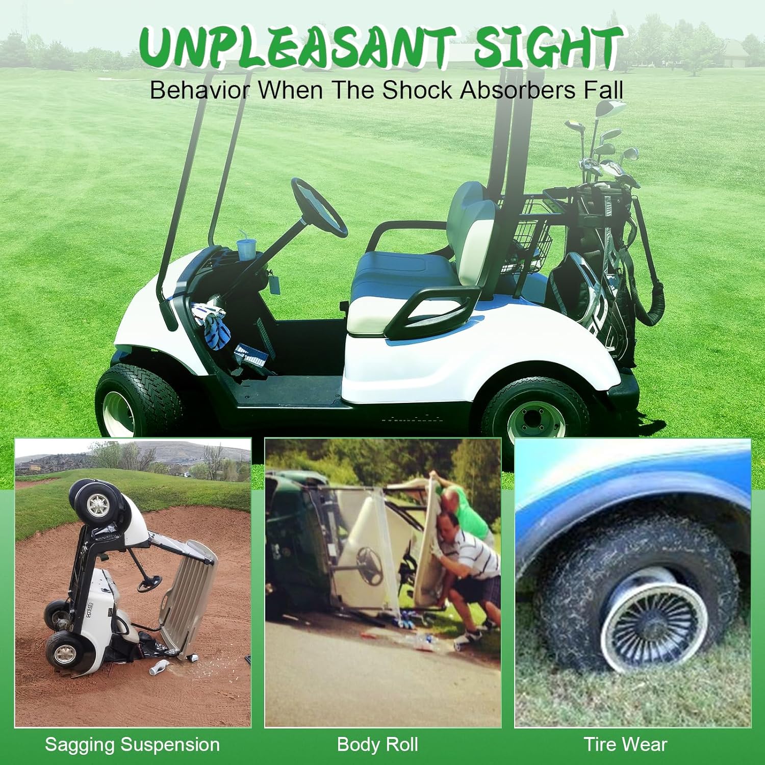 ILVGOLF Kit de amortiguador trasero para carrito de golf de 2 piezas para Yamaha G29 Drive Gas o Electric 2007-2016, OEM JW1-F2210-00-00,