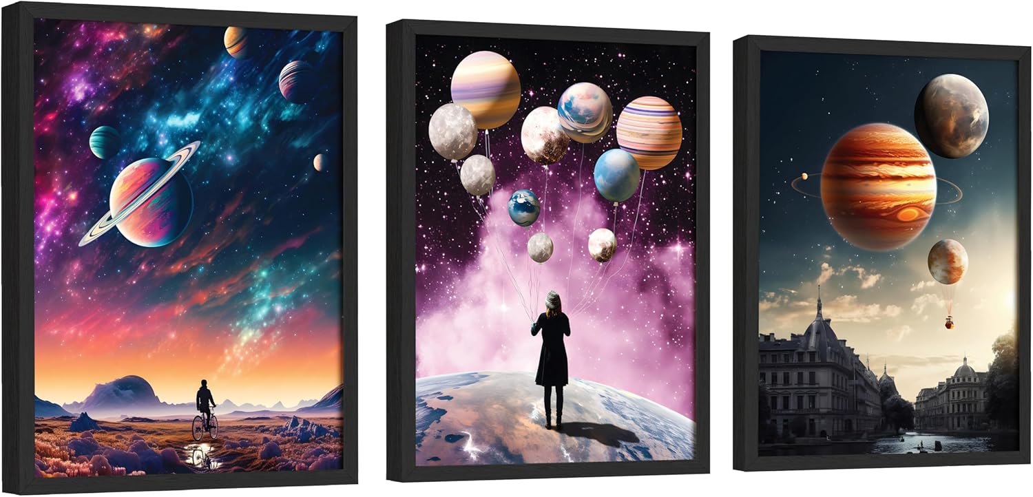 EXCOOL CLUB Póster espacial del universo  Decoración de pared de planetas de 12 x 16 pulgadas, póster del sistema solar para decoración de