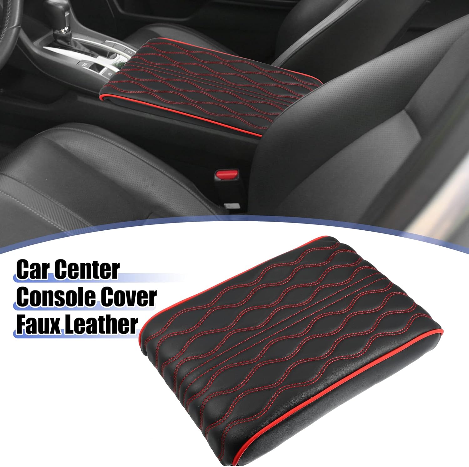 X AUTOHAUX Funda de cojín para reposabrazos de consola central, impermeable, de piel sintética, protector de cojín universal para automóvil,