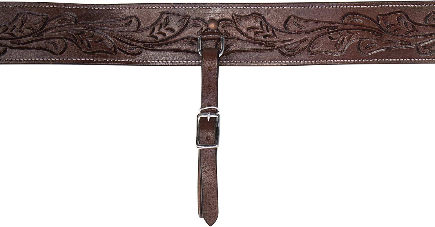 Correa de silla de montar de cuero de caballo occidental, correa de asiento inclinada marrón
