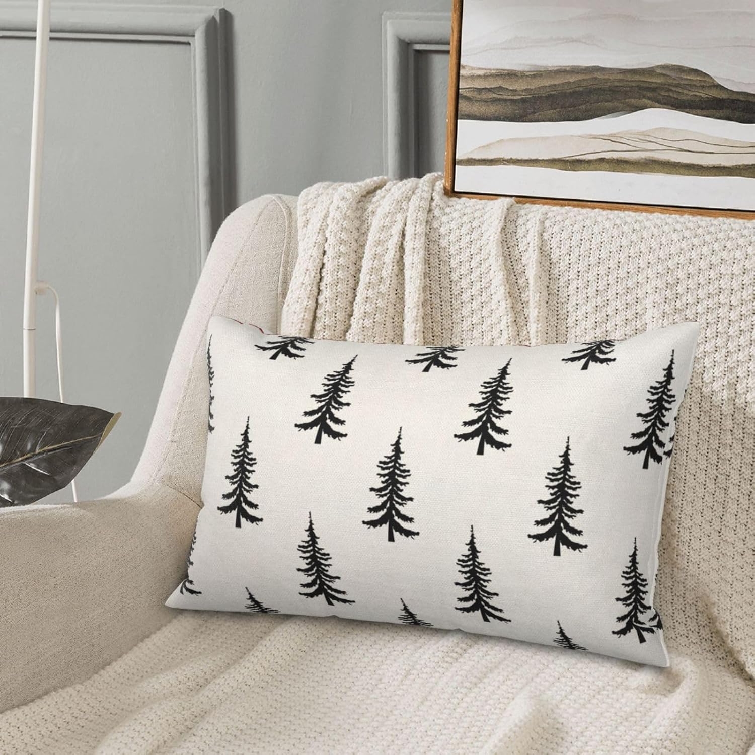 CXMEIFLY Juego de 2 fundas de almohada de Navidad de 12 x 20 pulgadas  12.0 x 20.0 in., color blanco y negro para decoración de árbol de Navidad,
