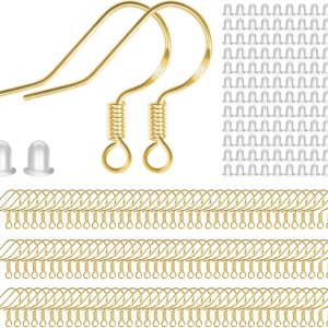 Ganchos para aretes de oro de ley 925, 120 unidades60 pares hipoalergénicos, ganchos de pescado para fabricación de joyas, piezas de hallazgos de Ganchos para aretes de oro de ley 925, 120 unidades60 pares hipoalergénicos, ganchos de pescado para fabricación de joyas, piezas de hallazgos de