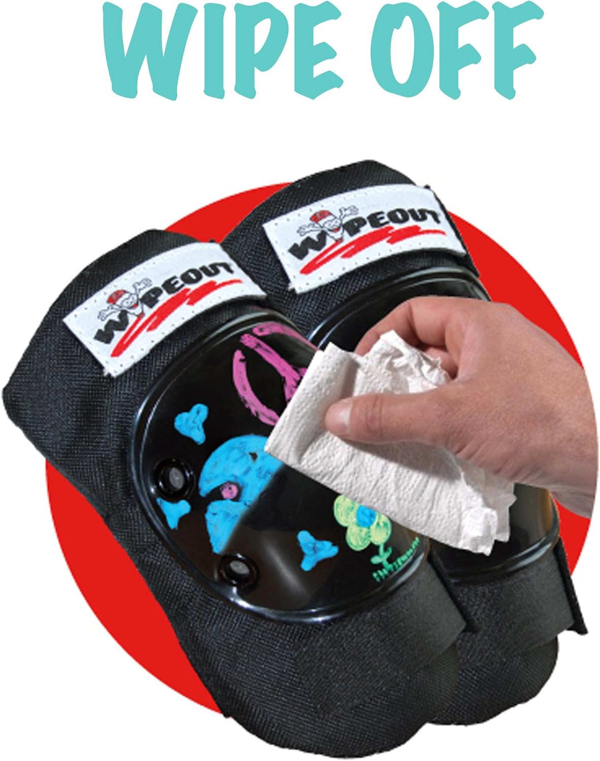 Wipeout Juego de almohadillas para niños de borrado en seco con rodilleras, coderas y muñequeras
