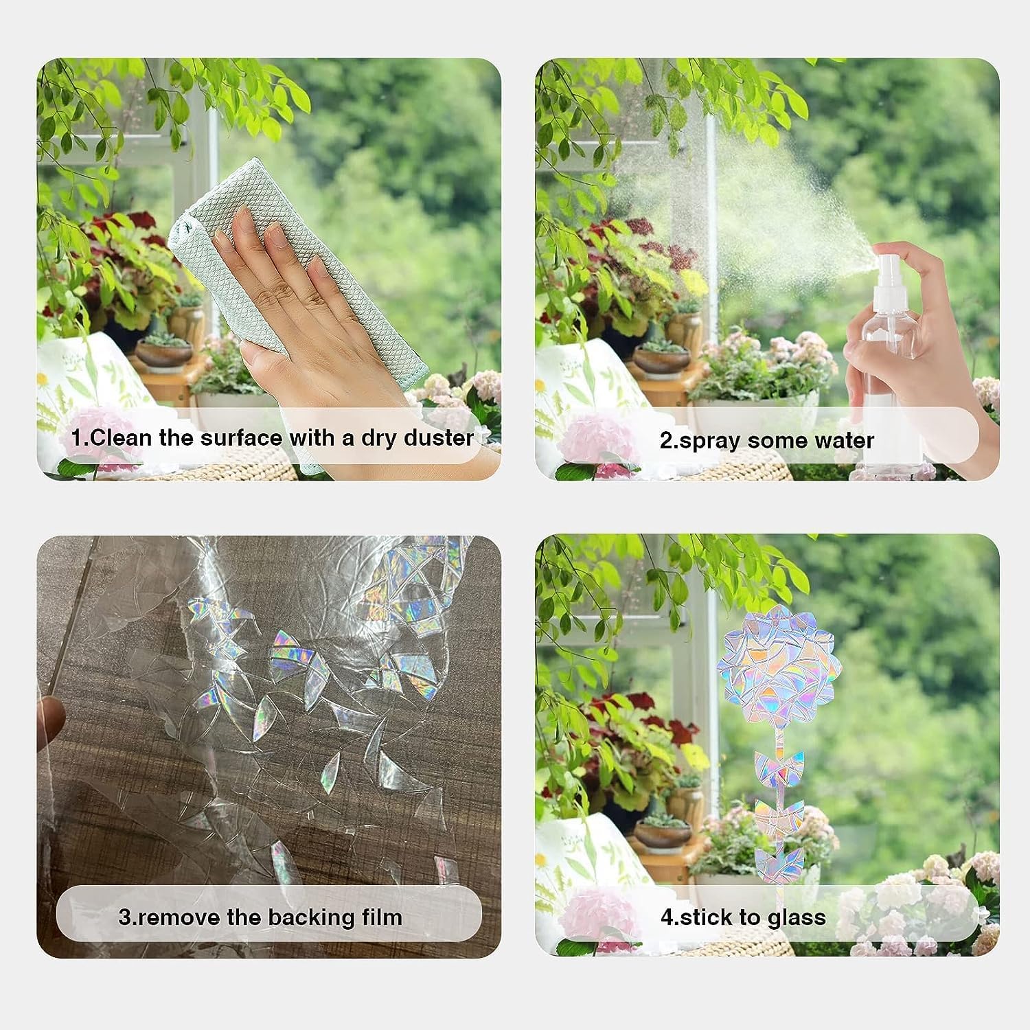 Calcomanías de ventana de flores, anticolisión de mariposa, calcomanías para salvar a los pájaros de colisiones de ventanas, vinilo prismático no