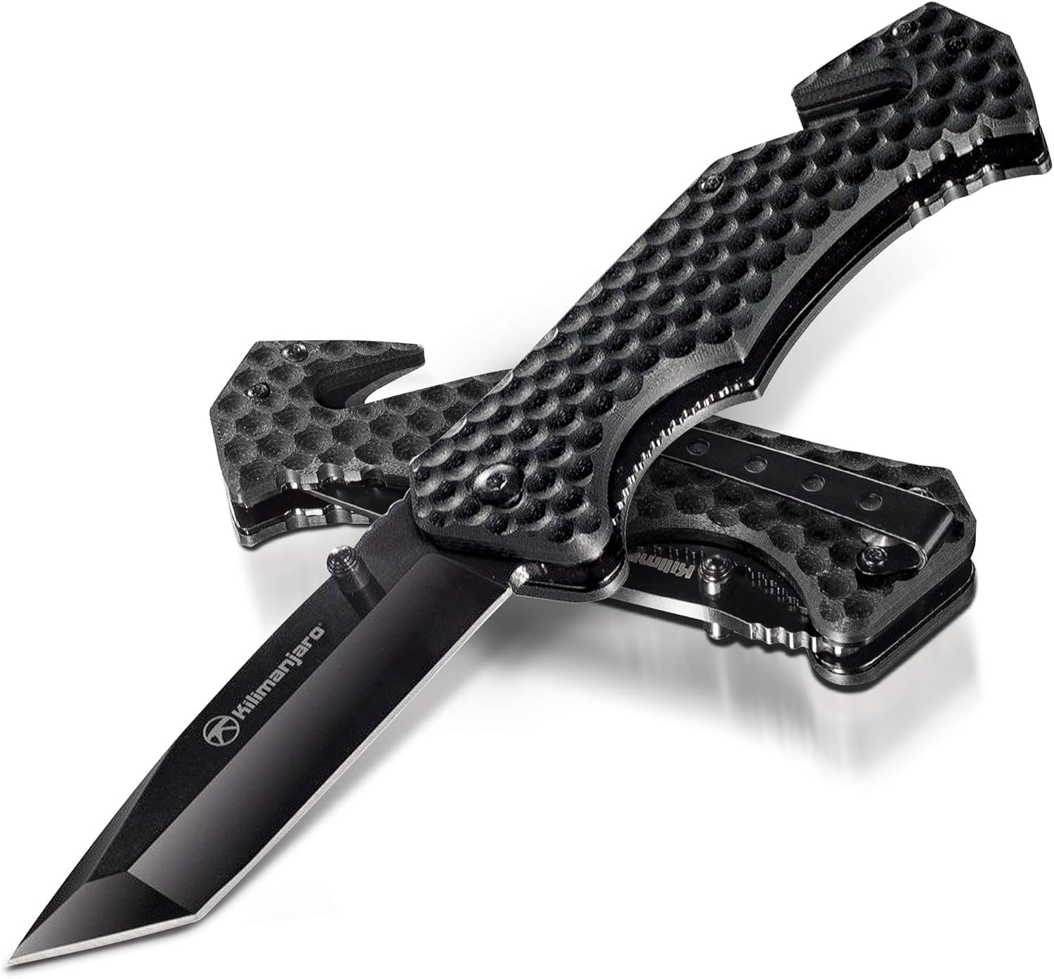 Kilimanjaro 910033 KJ910033 Hoja fija, cuchillo de caza, al aire libre, camping, cocina, talla única, acabado negro