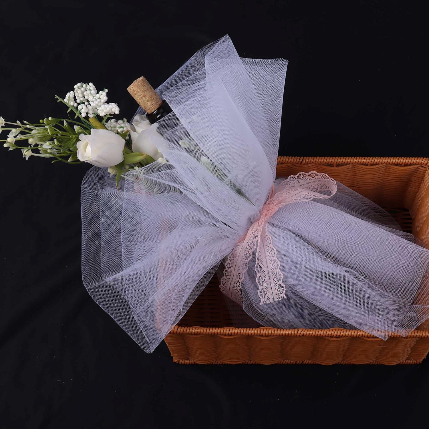 HAVII Rollo de tul blanco de 54 pulgadas x 20 yardas para decoración de bodas, fiestas de cumpleaños, falda de mesa tutú, carrete de tela de tul,
