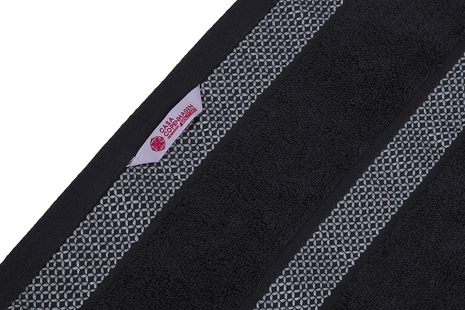 CASA COPENHAGEN Solitaire Mix – Juego de toallas de 6 piezas, color gris a rayas y negro, 21.16 ozm, 2 toallas de baño, 2 toallas de mano, 2 toallas