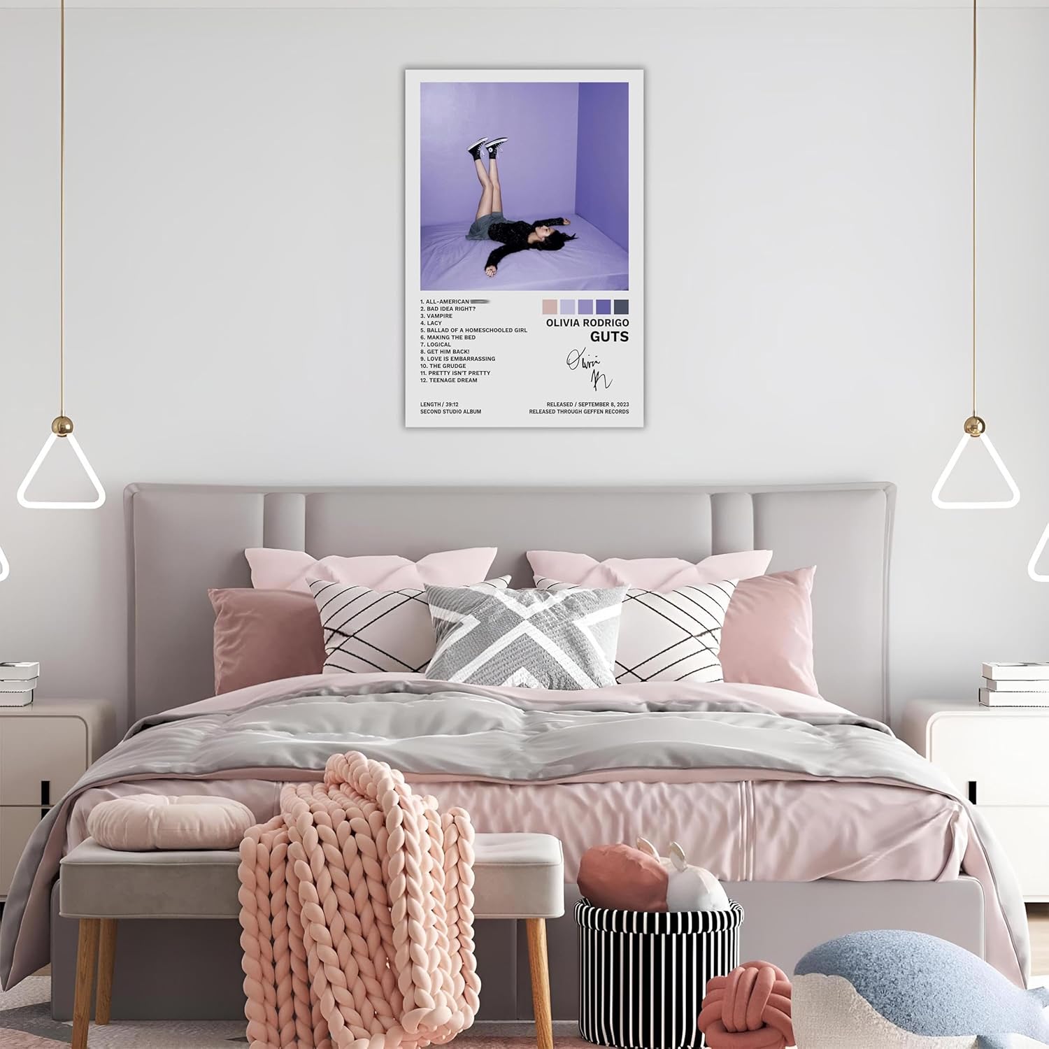 BAON Póster Olivia de Rodrigo Guts para portada del álbum, pintura decorativa, lienzo, pósteres de pared, 16 x 24 pulgadas