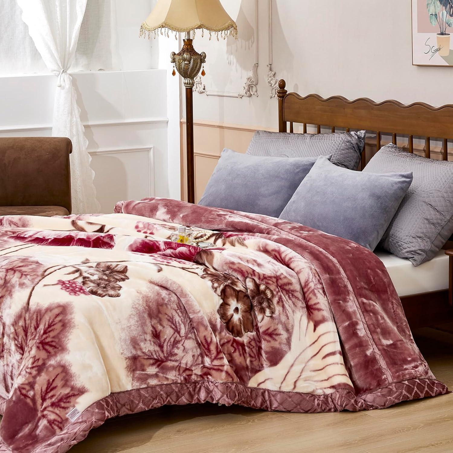 LGYKUMEG Manta de forro polar de visón de 59 x 79 pulgadas, 2 capas reversibles y sedosas de felpa cálida para otoño e invierno, 5.5 libras.