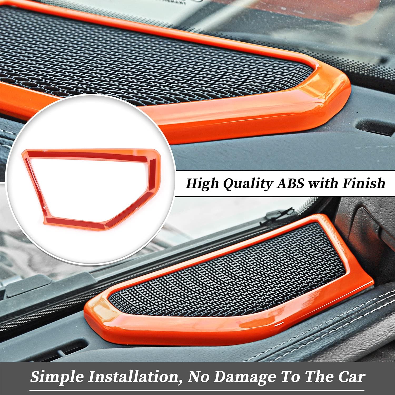 Cubierta decorativa para altavoz A Pilar, accesorios interiores para Jeep Wrangler JL JLU Gladiator JT 2018 2019 2020 2021 2022 2023 (naranja)