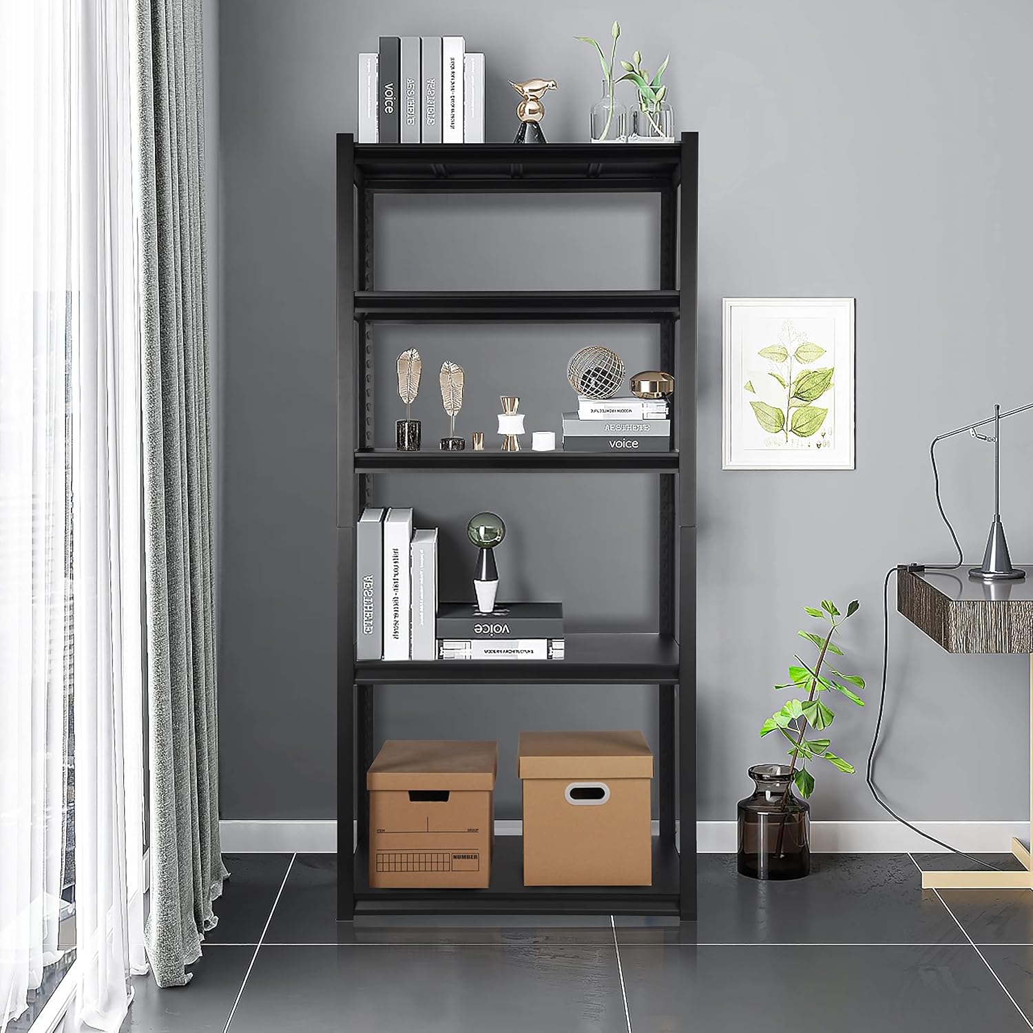 PACHIRA E-Commerce Estantería de garaje de 72 pulgadas, estantes de almacenamiento de metal de 5 niveles, estante de cocina ajustable, estanterías