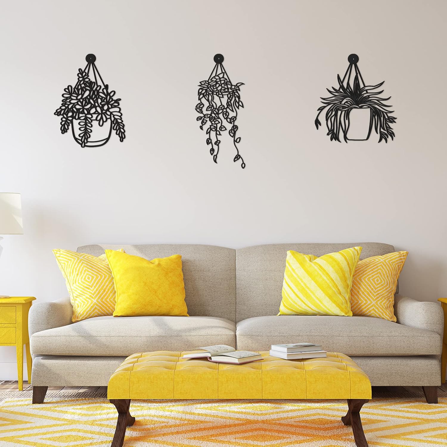 Zhengmy Florero de metal para pared, 3 piezas, decoración moderna de pared, decoración de pared negra, decoración de flores de metal para colgar en