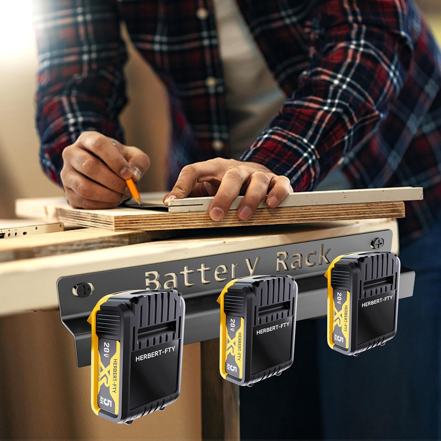 Soporte de batería de metal compatible con DeWalt de 20 V, 60 V, 12 V, soporte de pared para batería, organizador de montaje en pared para