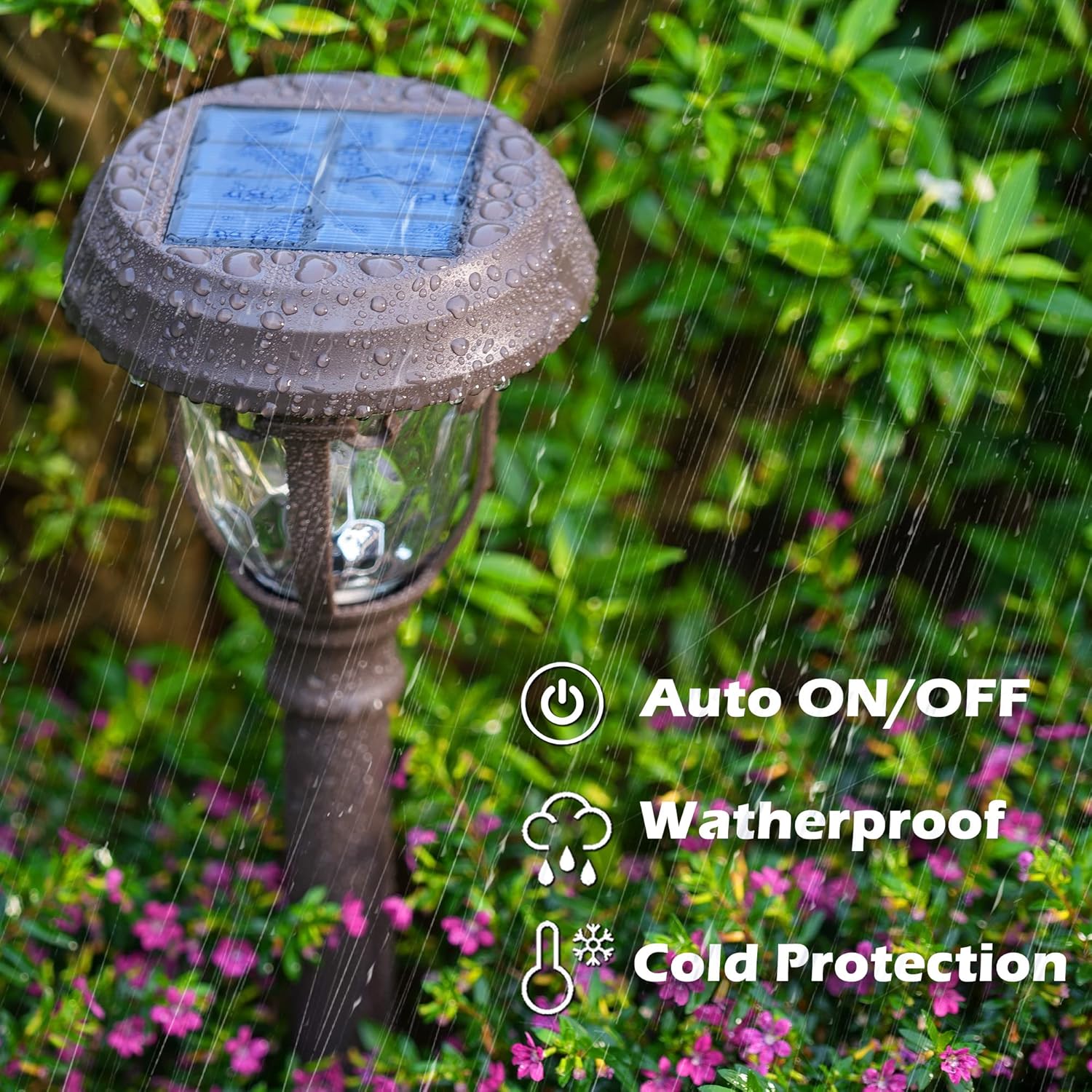 LeiDrail Luces solares para exteriores, impermeables, alimentadas por energía solar, luces de camino de jardín con 2 modos, iluminación de paisaje