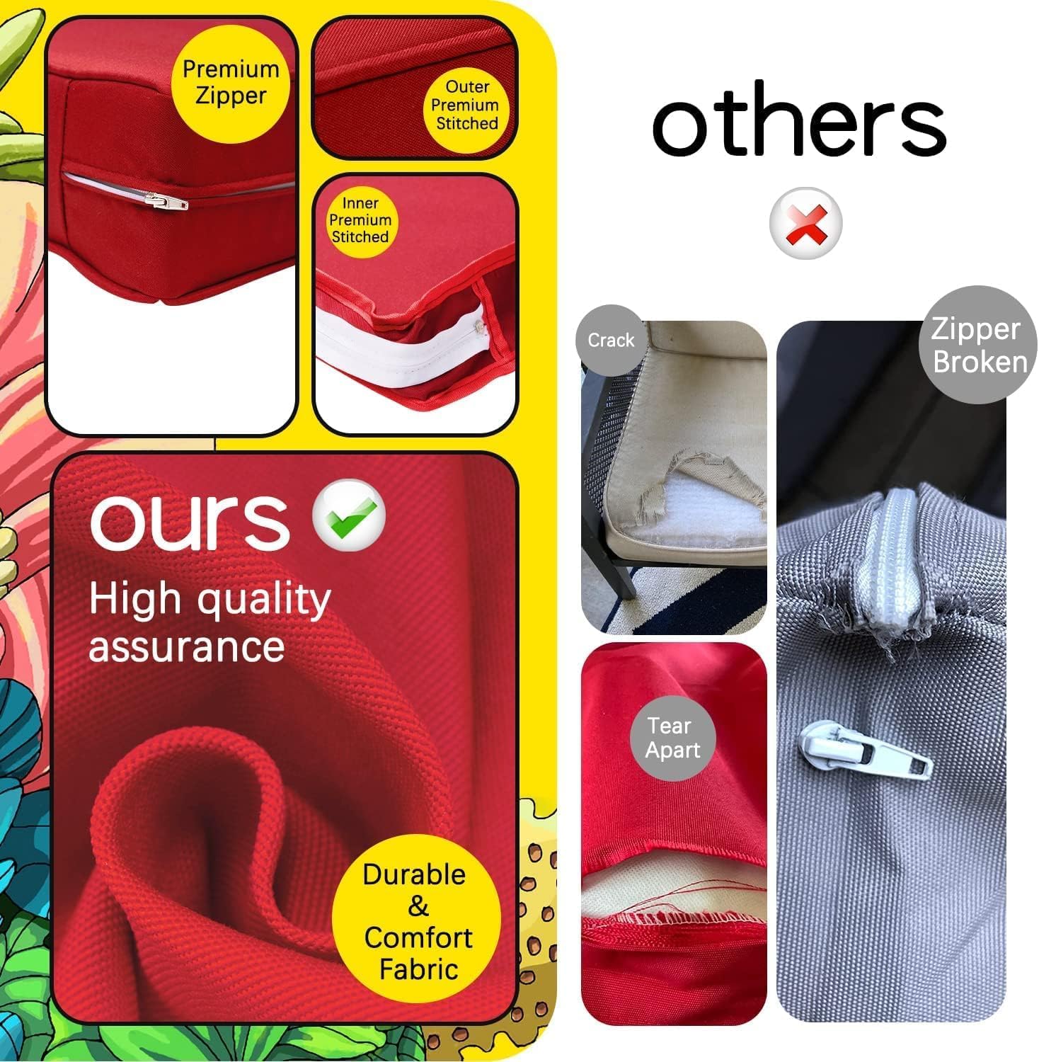 ClawsCover Juego de 2 fundas de repuesto para asiento y respaldo de exteriores para muebles de patio, sofá seccional, duradero, sin decoloración,