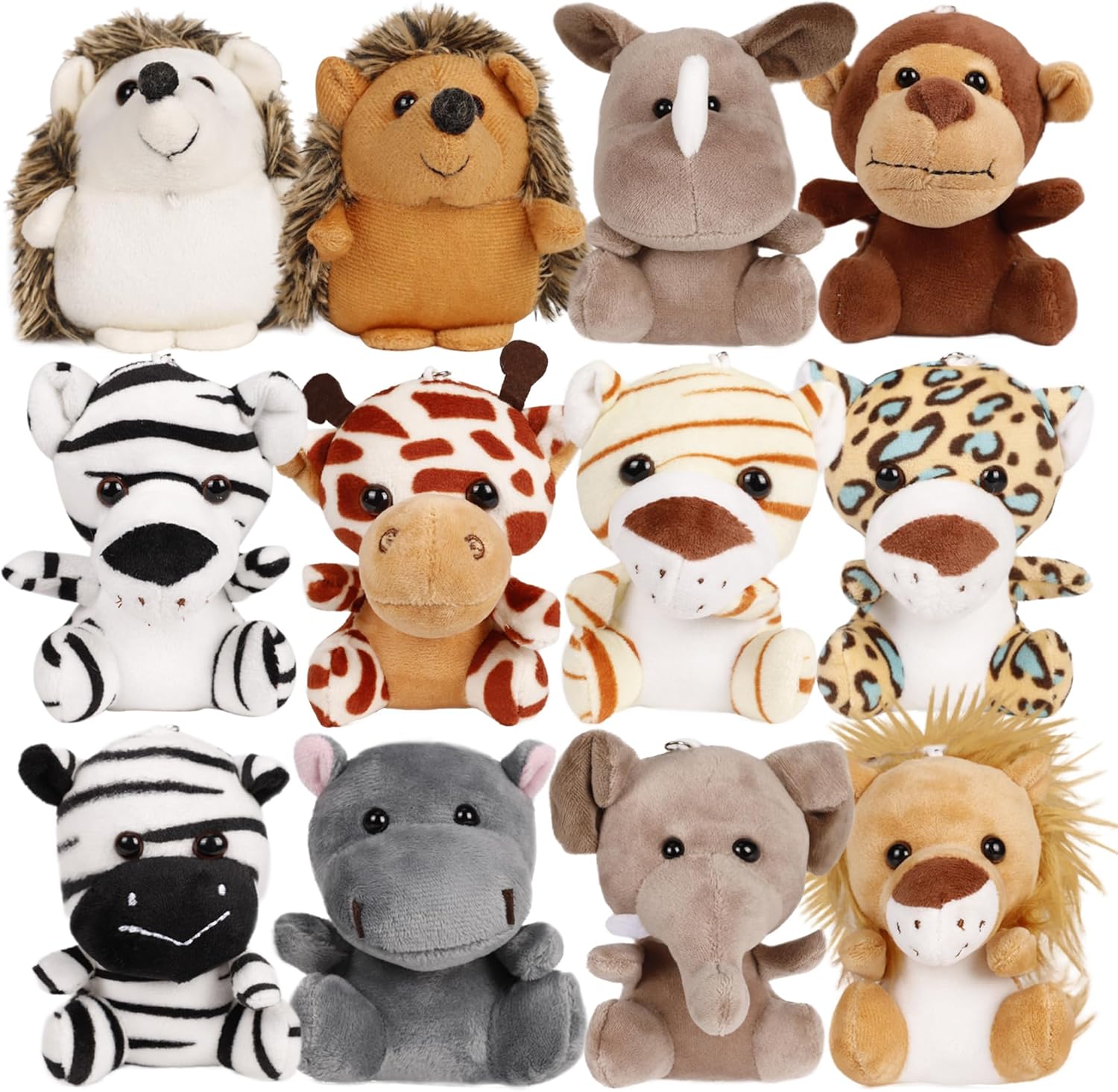 Spoilu Pequeños animales de peluche a granel, 12 piezas de mini juguetes de peluche de animales del bosque, lindos animales de peluche de 4.5