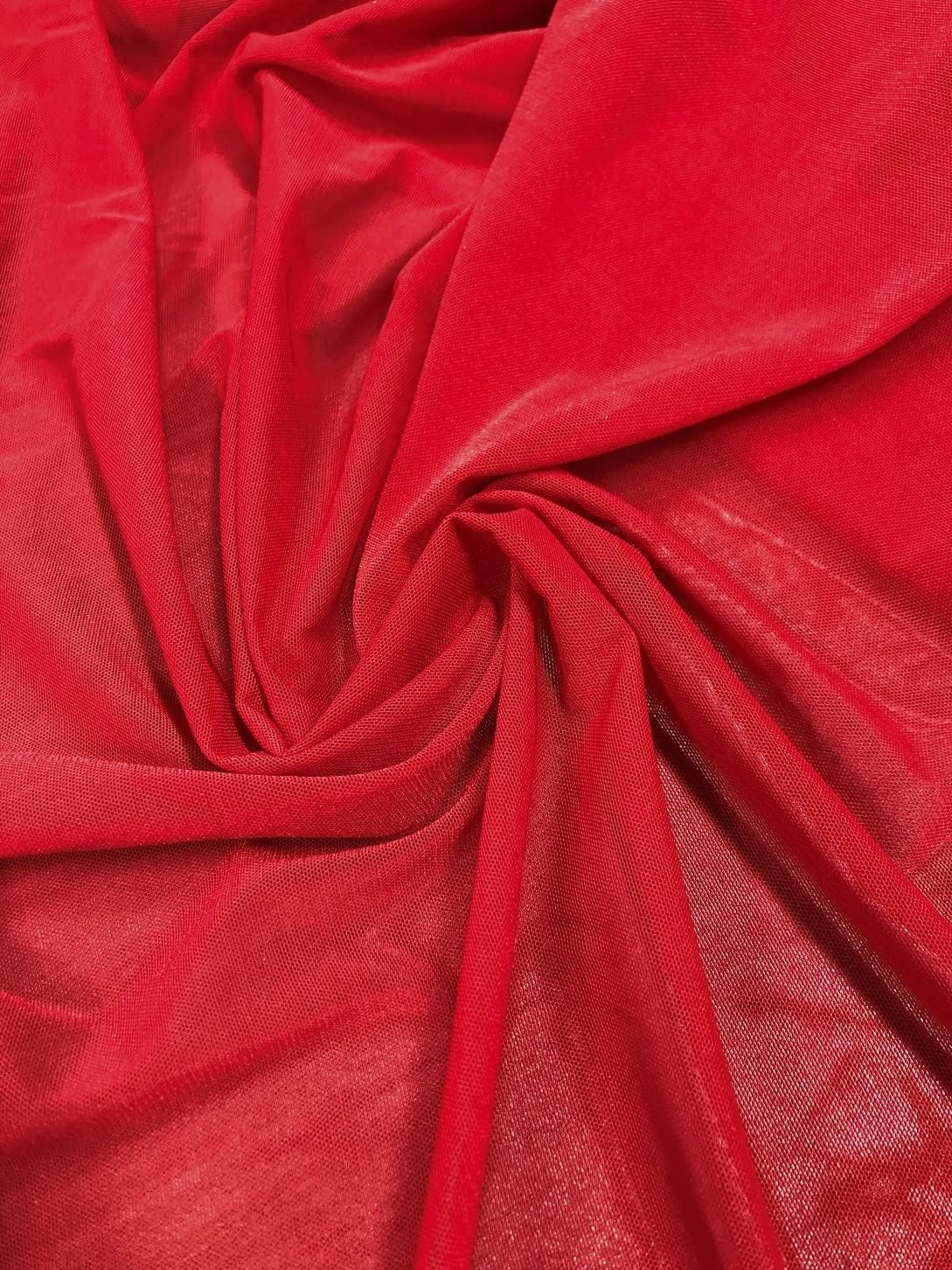 Nylon Spandex 4 Ways Stretch Tela de malla transparente ligera – Rojo