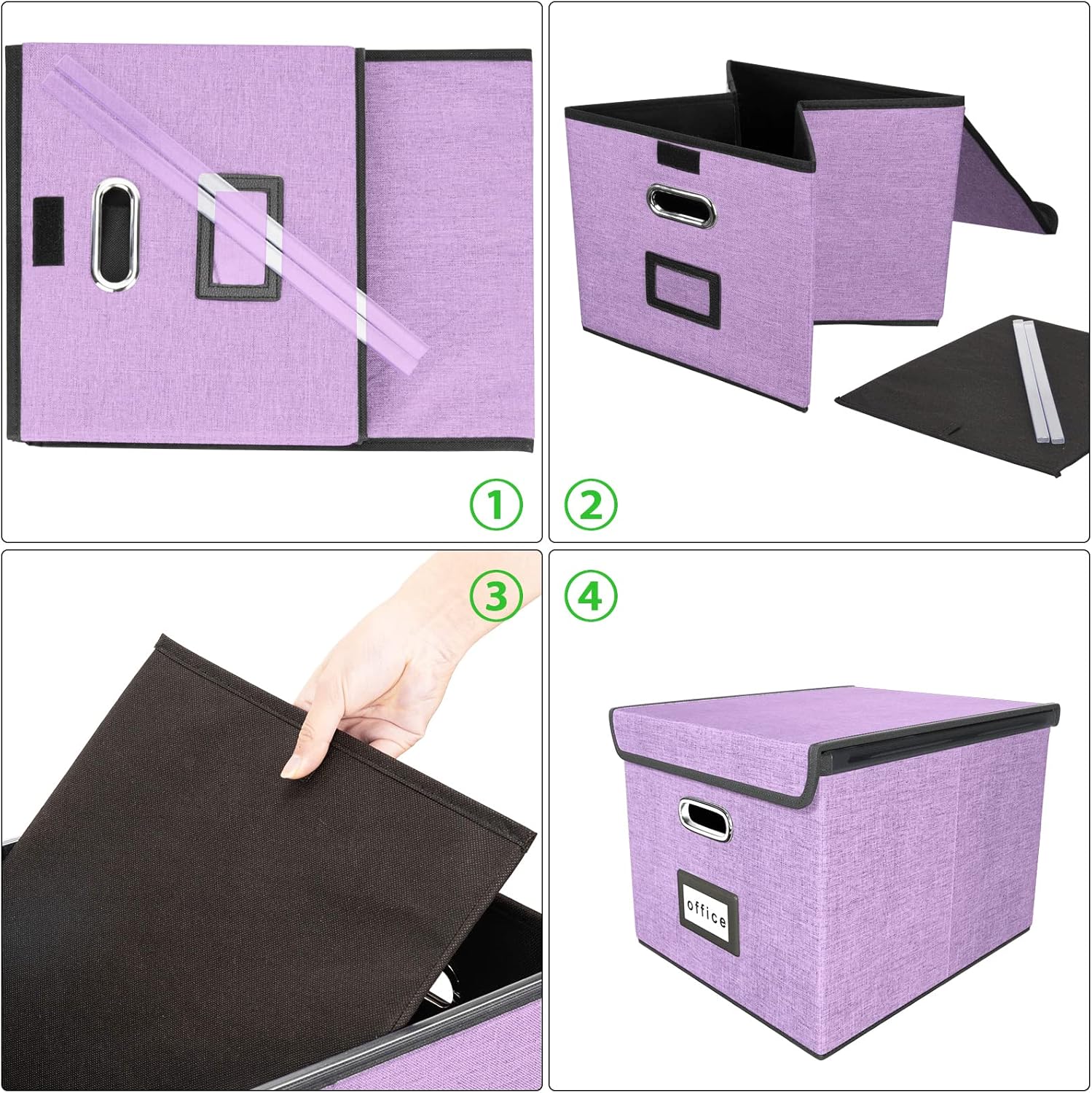 Huolewa – Organizador de archivos decorativo con tapa, caja de almacenamiento colgante de lino con tobogán de plástico para oficinadecoraciónhogar,