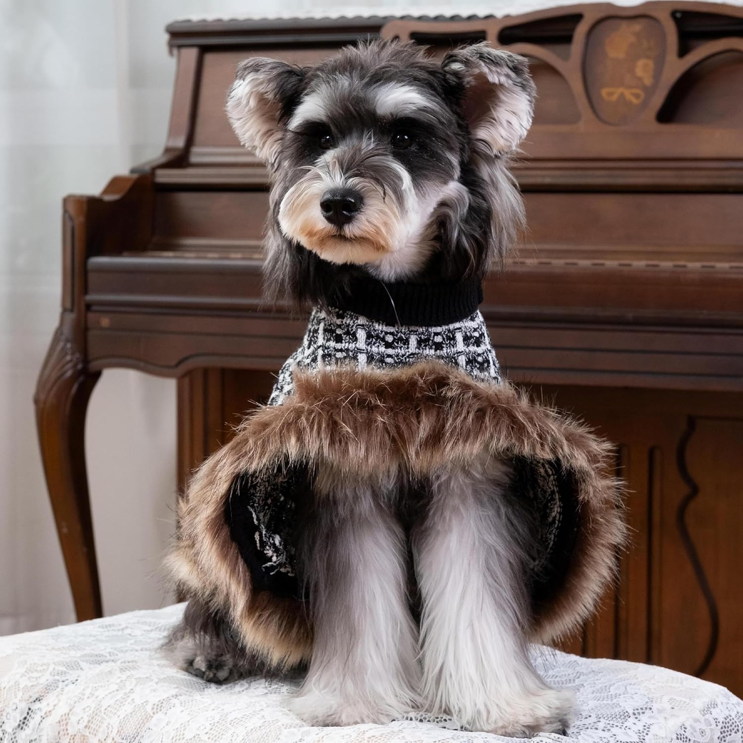 UNIPUP DS95S DS95S – Suéter de punto para perros pequeños, abrigo de punto para perros pequeños, ropa clásica de cuello alto grueso para perros con