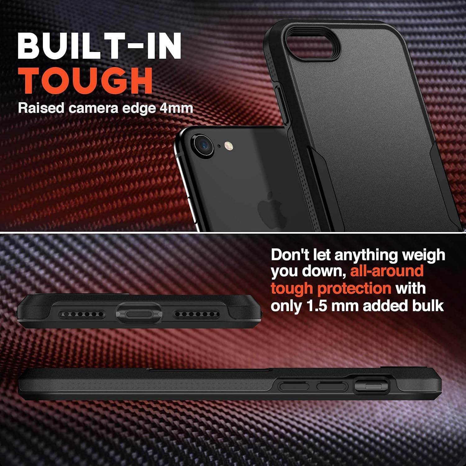 NTG – funda para iPhone SE, parte protectora trasera rígida, translúcida, delgada con funda protectora de silicona