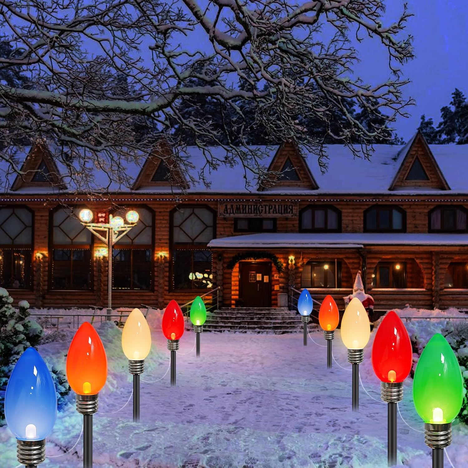 Paquete de 10 luces solares de Navidad C9 jumbo, 2023, más recientes decoraciones de Navidad al aire libre, bombillas multicolores más grandes,