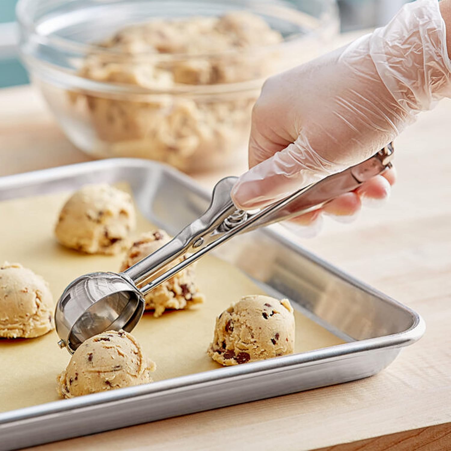 -Cuchara de porción de 1-14 oz N 30 con mango de doble agarre de acero inoxidable – Cuchara de helado para hornear cucharas de galletas para control