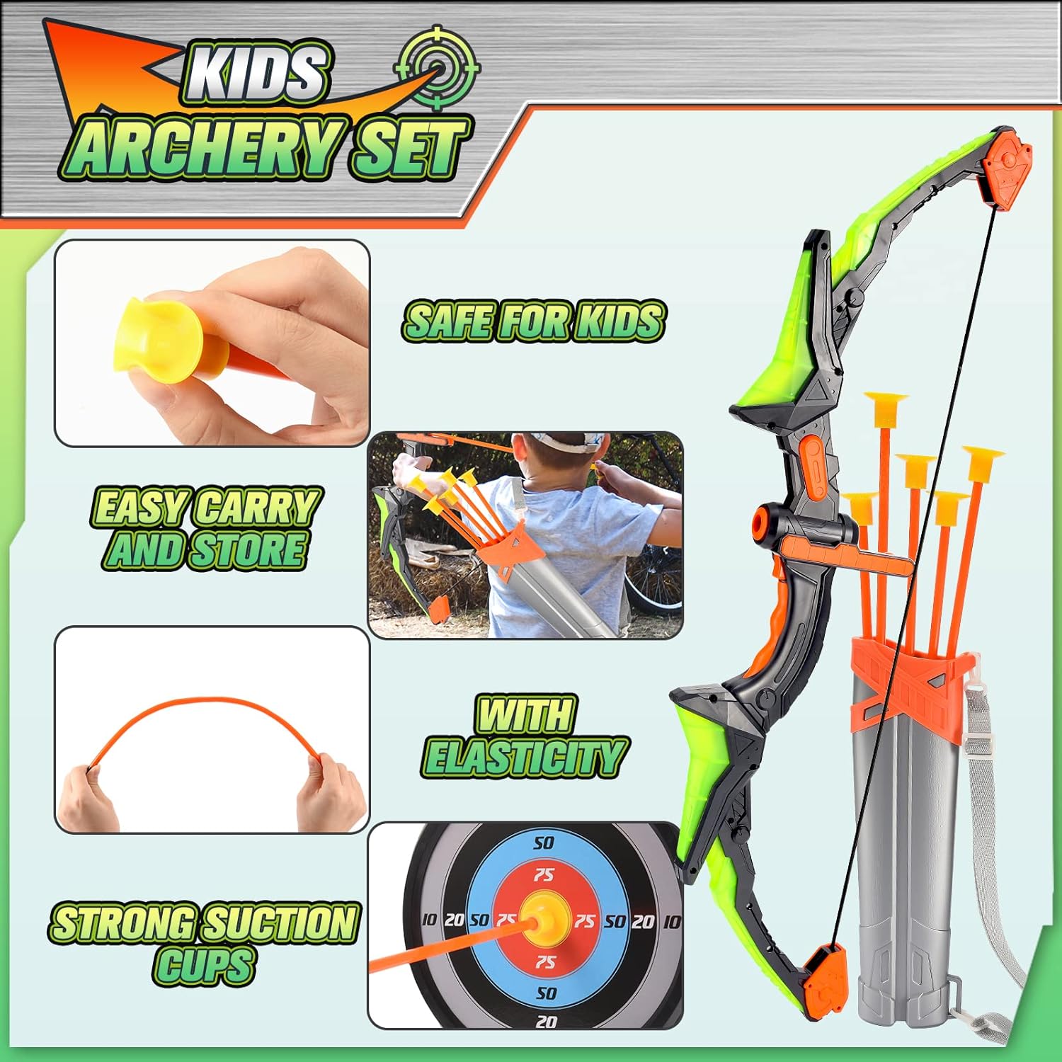 Juego de arco y flecha para niños, juguetes para exteriores, juguetes de jardín para niños de 3 a 12 años, juguetes para niños y niñas, juguetes de