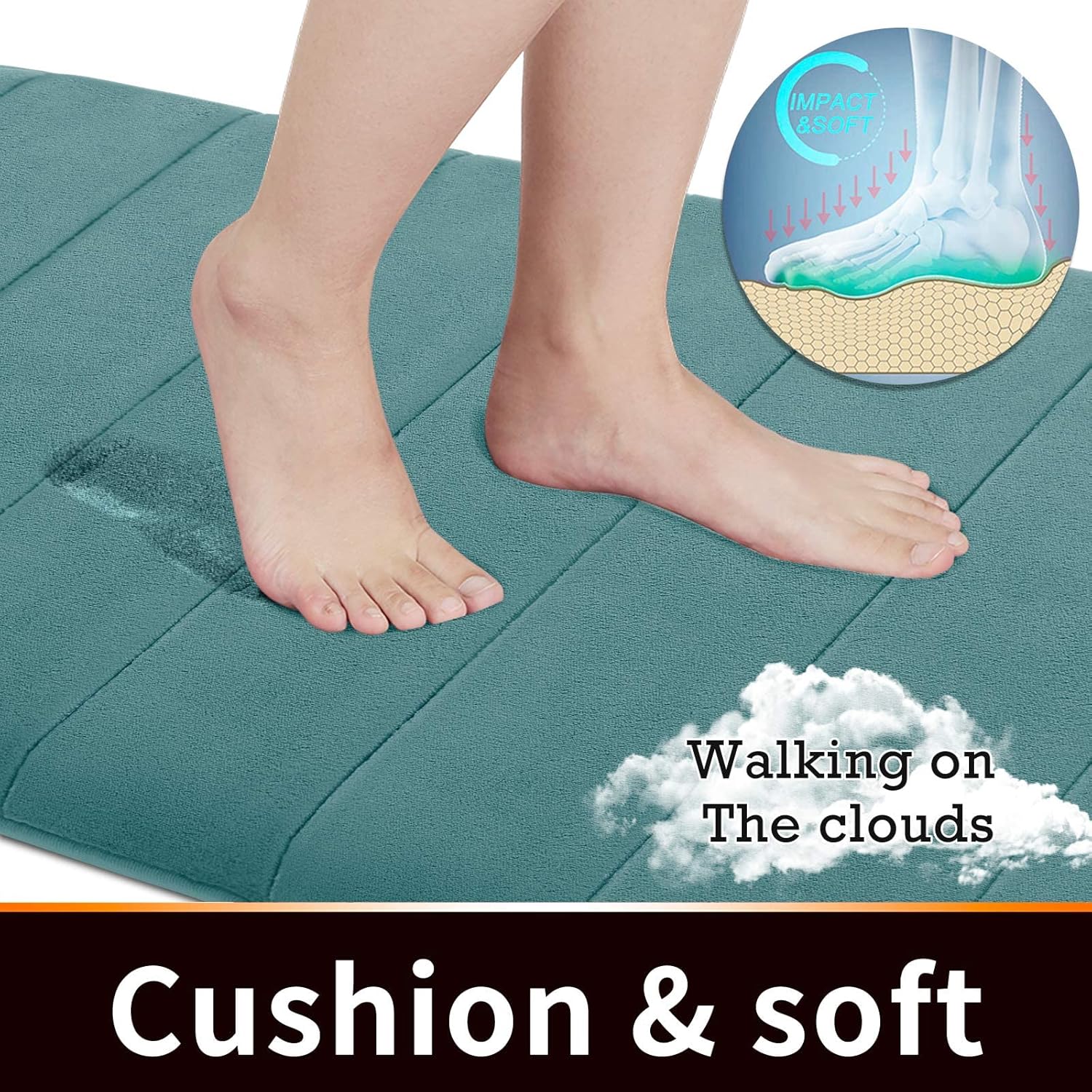 Yimobra Alfombra de baño de espuma viscoelástica, tamaño grande de 31.5 x 19.8 pulgadas, cómoda, suave, superabsorción de agua, lavable a máquina,