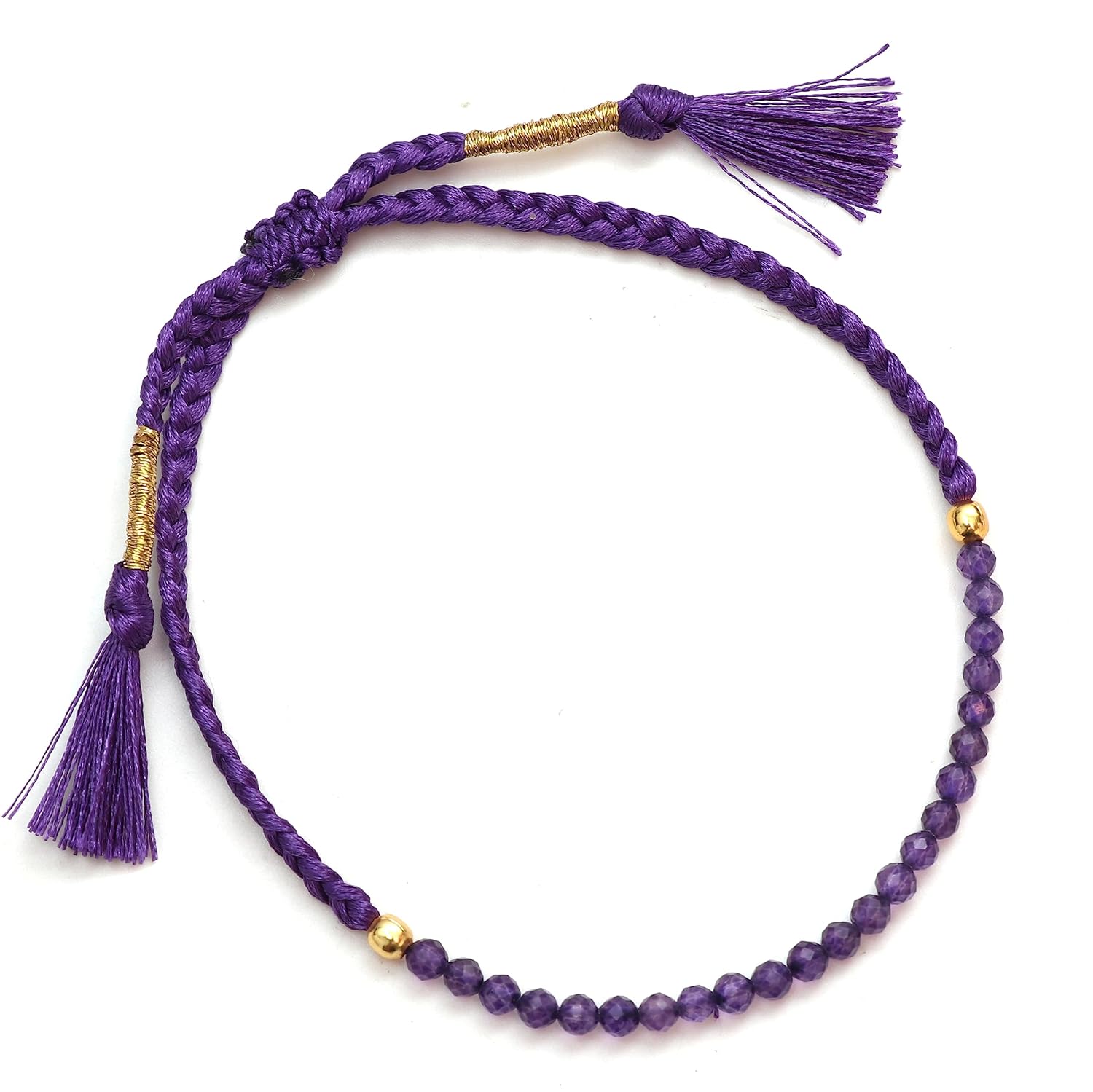 Gempires Mother’s Day Gift Natural Purple Amethyst Braided Bracelet, February Birthstone Bracelet, Gemstone Bracelets Gift For Women (Amethyst)