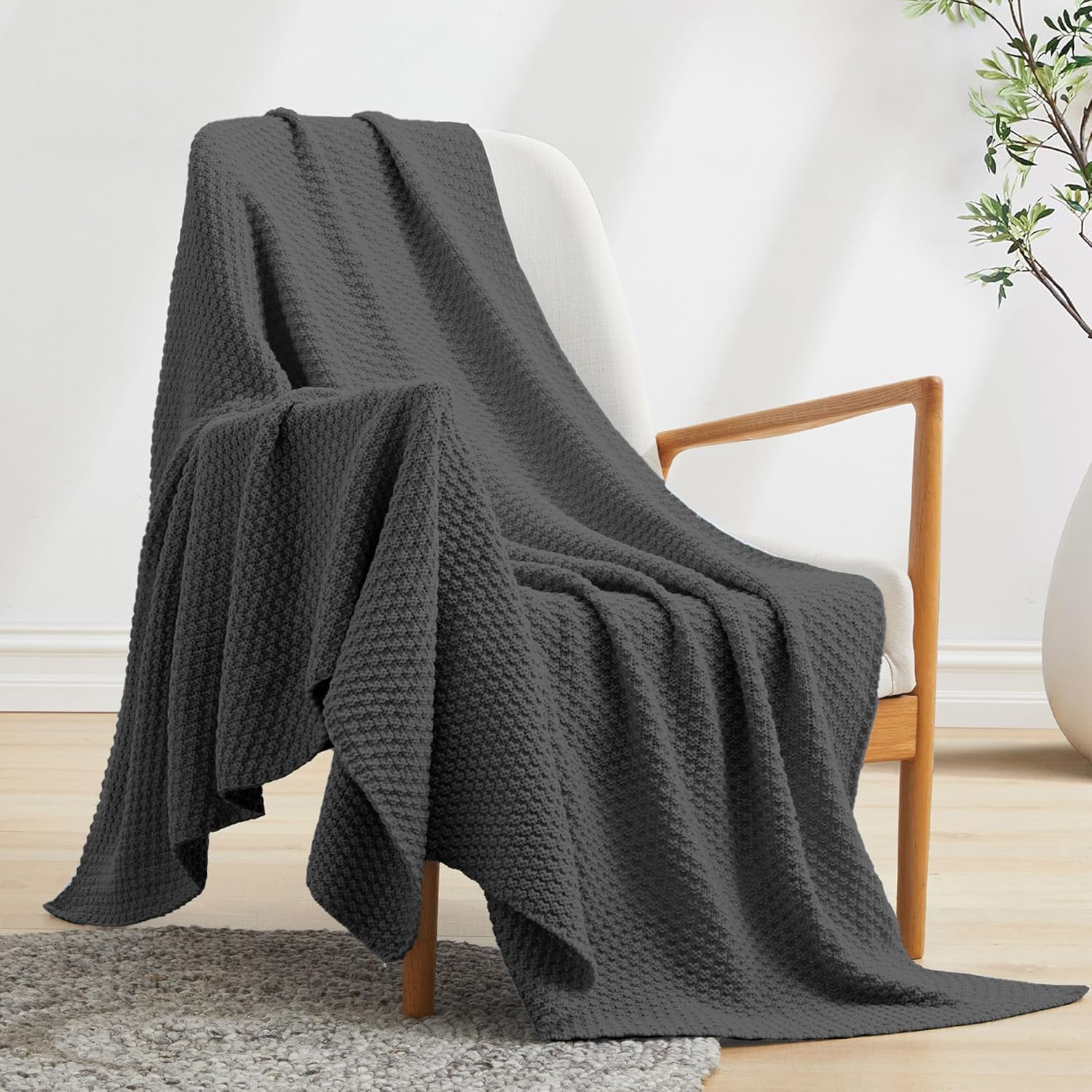 Peace nest Manta de punto grueso para cama, manta de punto trenzado suave, sofá, silla, acogedora manta ligera para exteriores, manta cómoda de