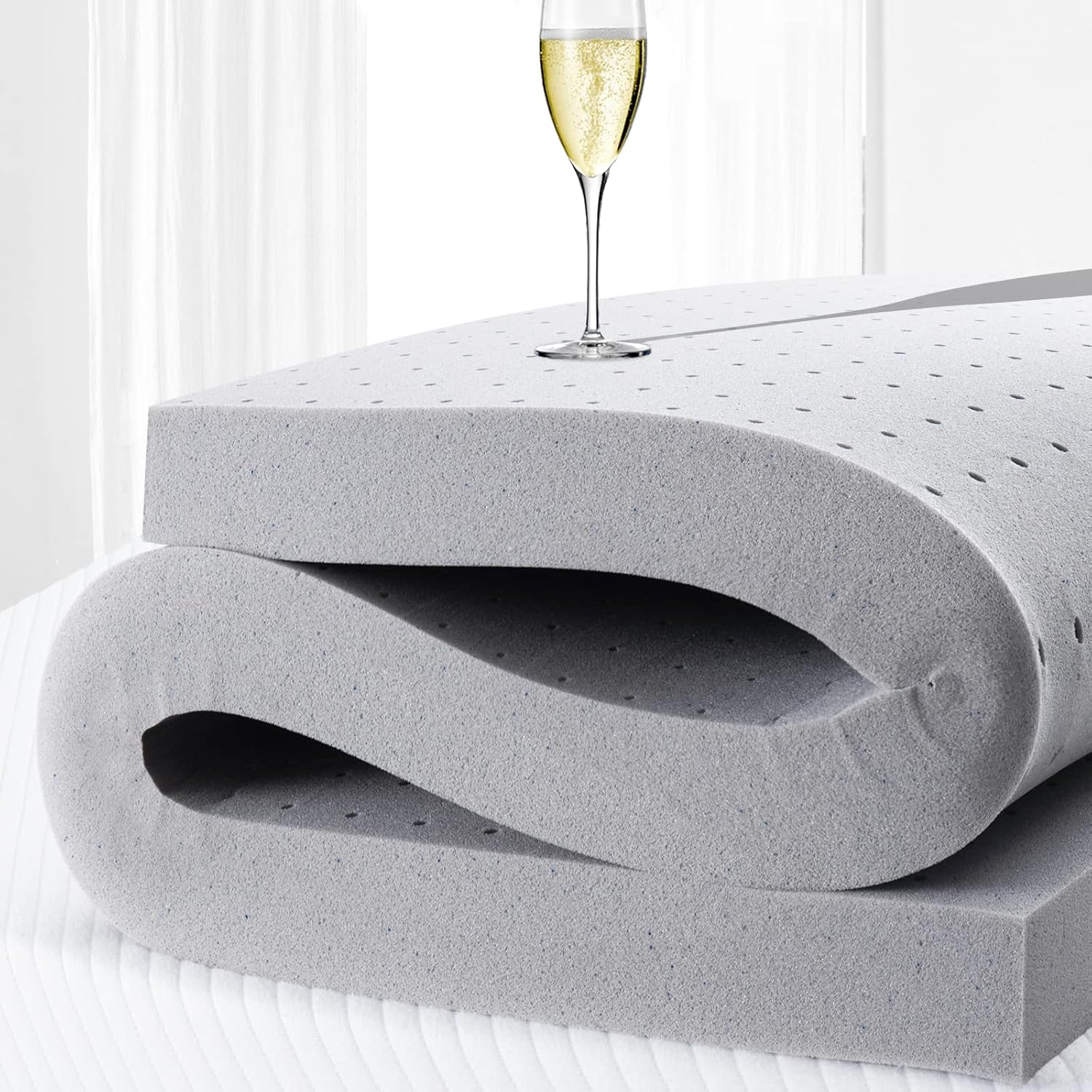 Maxzzz Cubrecolchón de 2 pulgadas, tamaño matrimonial, de espuma viscoelástica de gel, para un sueño suave y fresco, alivia la presión, certificado