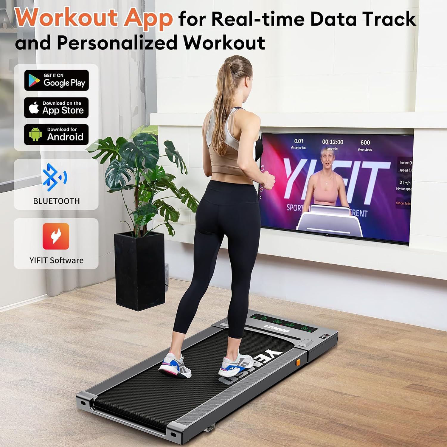 Walking Pad Treadmill, 2.5 HP Under Desk Treadmill for Home Office Walking Treadmill with LED Display,Remote Controller,330LBS Weight Capacity