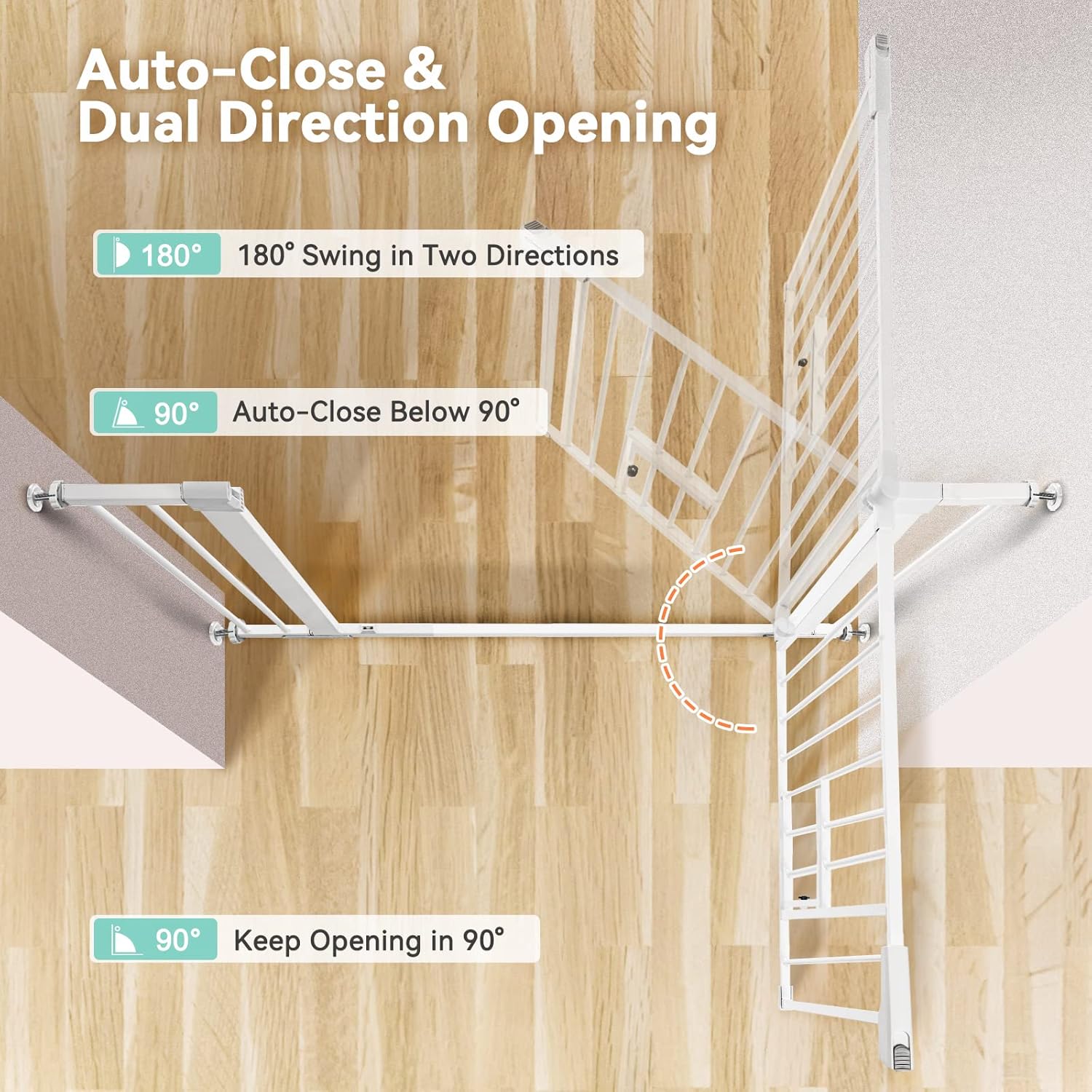 Puerta para perros duradera para mascotas, fácil de pasear, con puerta para mascotas, para escaleras, puertas, casas, se adapta a aberturas de 29.5