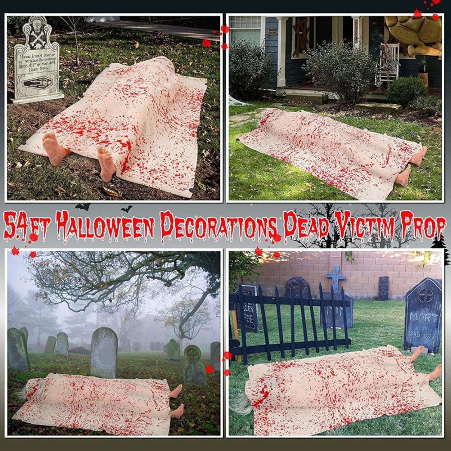 Accesorios de cuerpo muerto de 5.4 pies  Soporte de cuerpo muerto aterrador de Halloween de la tumba para la decoración de casa embrujada más
