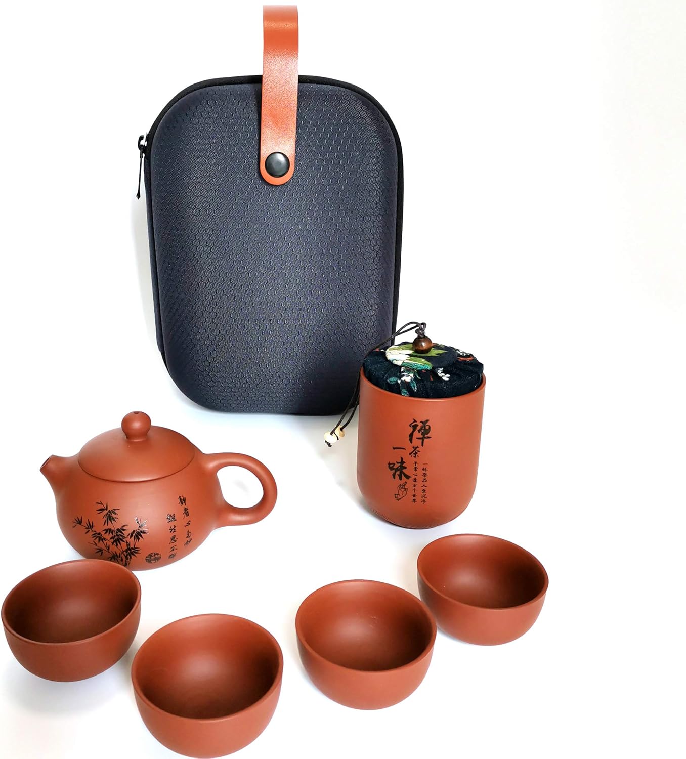 Juego de té portátil – Juego de té chino, taza de té de tetera, juego de té de viaje, juego de té Gong Fu hecho a mano – Juego de té de té para el