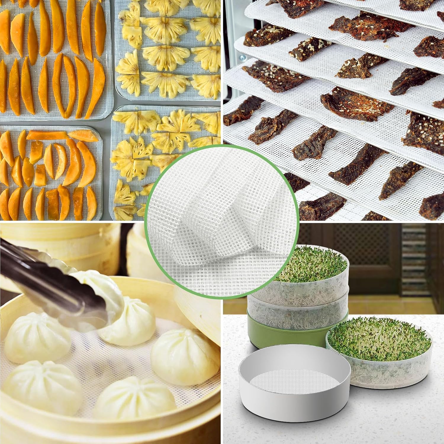 8 hojas de deshidratador de silicona antiadherentes de alta calidad, alfombrillas de deshidratador de frutas y alimentos, tapete de malla