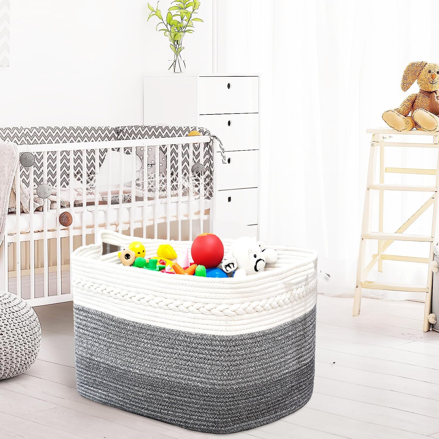 Poschnor Cesta de lavandería de 80 litros, cesta de almacenamiento extragrande, cestas grandes de 22 x 17 x 13 pulgadas para organizar, cesta de