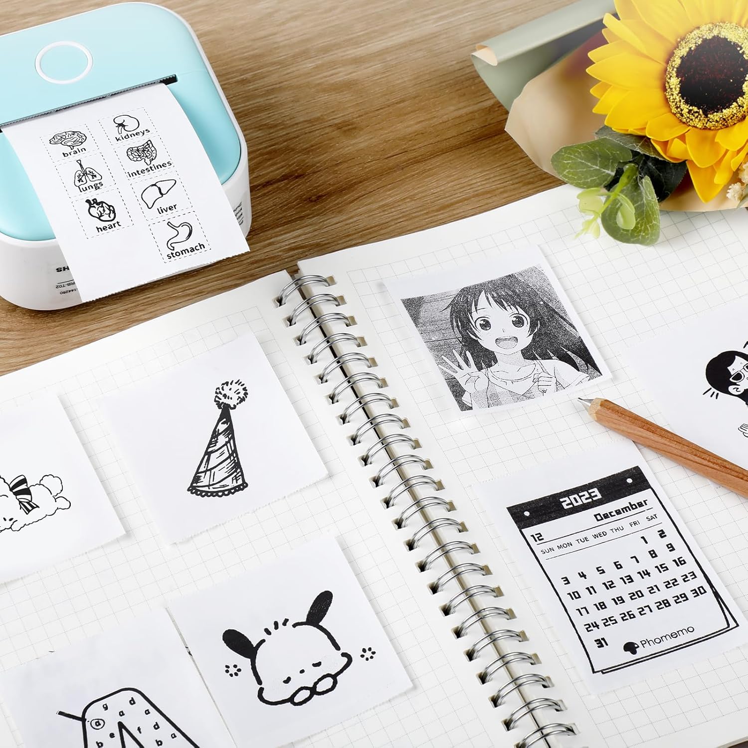 Papel térmico blanco, T02, papel térmico blanco no adhesivo, para notas de estudio, textos fotográficos de diario, compatible con T02M02XM02L,