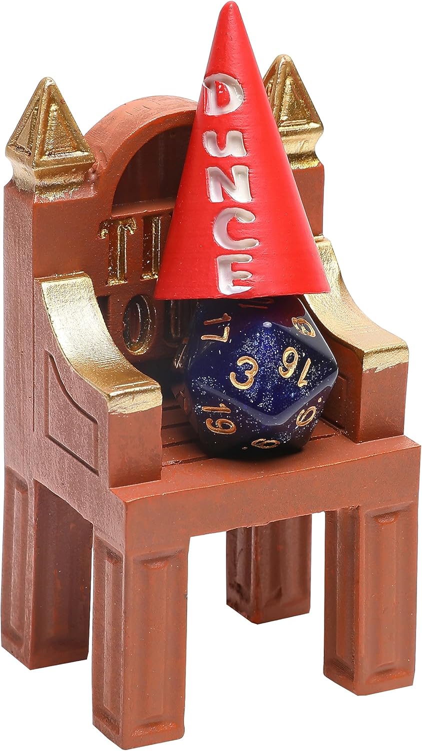 DND Time Out – Silla y sombrero de dunce  Cárcel de dados  AccesoriosRegalo para Calabozos y Dragones  para todos los dados D&D D20, D10, D8, D6, D4