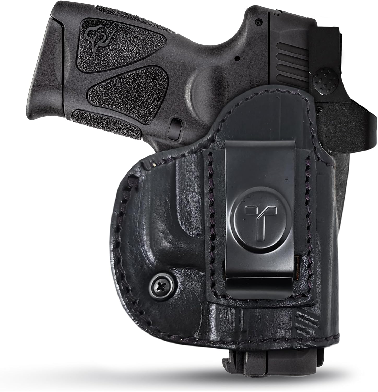 Funda de cuero IWB para pistolas óptica lista. Funda de cuero para pistola Glock 26 27, Taurus G2C G3C, escudo de 0.354 in con láser CT. Funda de